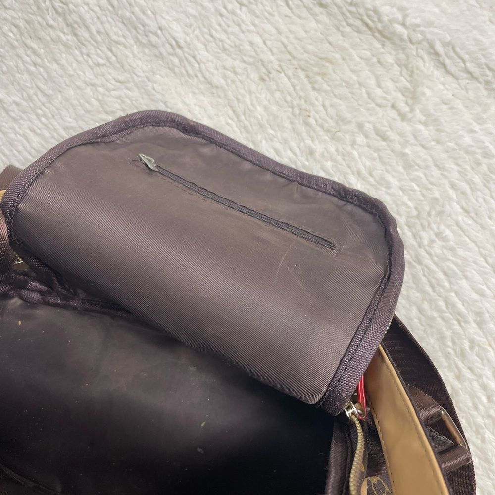 Stylish  Synthetic Brown & Gold Backpack / Shoulder bag tan trim Accents - Picture 7 of 15